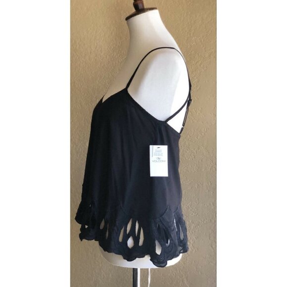 Volcom Women's Black Casual Strappy Cut out And Run Cami Top - Picture 8 of 8